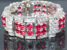 Christmas! Art Deco 14k White Gold Plated Sterling Silver CZ Tennis Bracelet