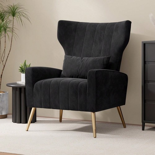 Velvet recliner armchair with - velvet,