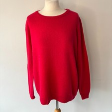 Woolovers Lambswool Jumper Bright Pink Size XL UK 20 22 Pure Wool Crew Sweater