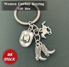 Western Cow Boy Horse Key Chain Keyrings Keyring Bag Tag  Charm Gift Idea