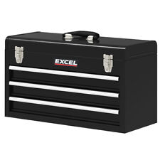 3 Drawers Portable Tool Chest Lockable Tool Box with Ball Bearing Runners Black