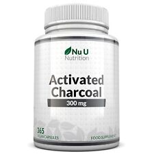 Activated Charcoal 300mg - 365 Vegan Capsules (not Tablets) | 1 Year Supply