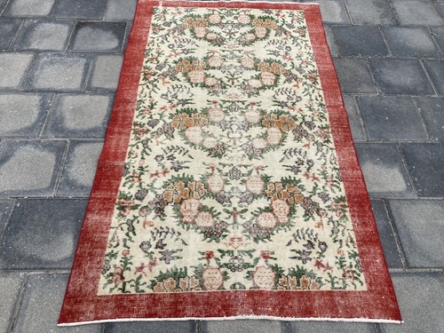 Yellow rug vintage - rug,, turkish