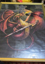 Large Anne stokes framed poster Celtic Dragon 66cm x 94cm