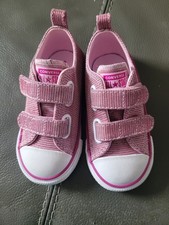 Converse New Infants Size UK 7 Pink Sparkle with White Hook + Loop Trainers