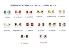 SPEEDWAY RETRO PROGRAMME BIRTHDAY CARDS.CLUBS N - R...14  DESIGNS.FREE UK P&P