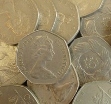 Bulk old large 50p coins - bulk,