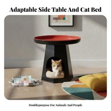 Round Nightstand with Cat