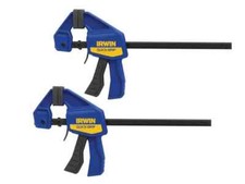 2 x Irwin Quick-Grip T54122EL7 One-Handed Mini Bar Clamp 300mm / 12" Twin Pack
