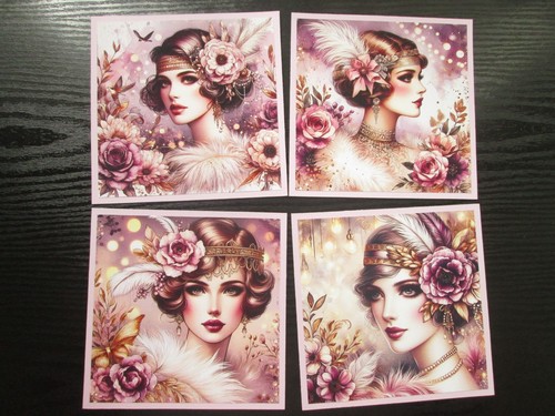 Set retro flapper art - of,