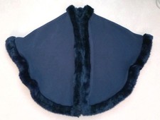 Womens Medium Regular navy blue Faux Fur Trimmed Winter Cape