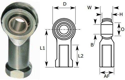 8mm female rod end bearing - end,