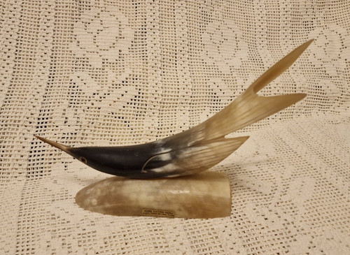Hand carved horn - horn, bird