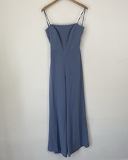 Nadine Merabi Jumpsuit Pale Blue Backless Wide Leg Size Medium Ladies