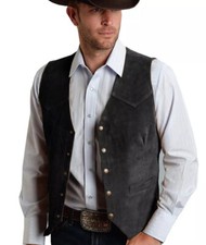 Men Classic Suede Suit Vests