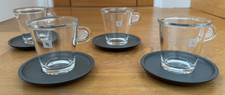 4 x NESPRESSO VIEW GLASS ESPRESSO COFFEE CUPS & SAUCERS A&P CAHEN-ADN SWISS MADE