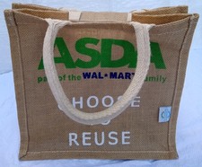 Asda Choose To Reuse Small Reusable Jute Shopping Bag with rope handles in VGC