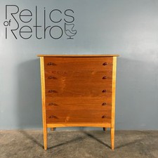 Mid Century Walnut Beech Chest Of Drawers/Tall Boy By W&T Lock Of Bath Vintage