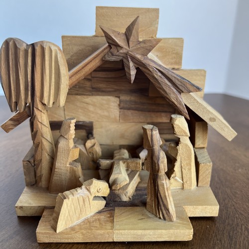 Vintage olive wood nativity - olive,