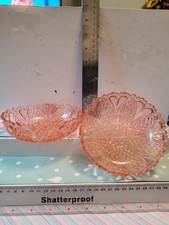 Small Glass Dishes,2 Set,pink Pressed Glass,Depression Era,vintage,collectible