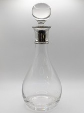 Modern Large Crystal Glass Sterling Silver Neck Wine Decanter Large Stopper