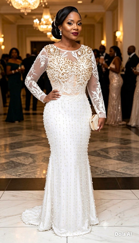 White lace beaded illusion - white,