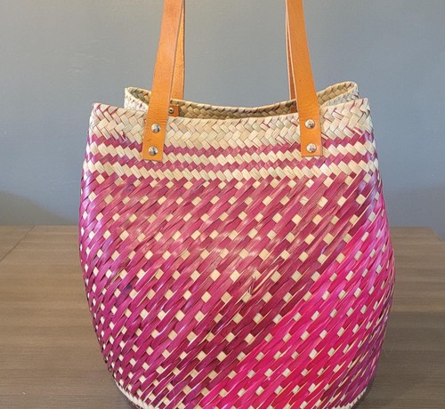 Handwoven magenta tote bag - handwoven,