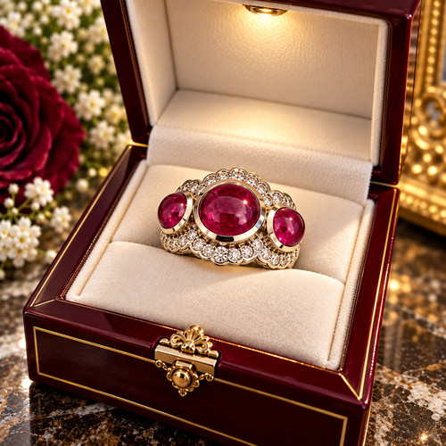 Indian ruby zircon ring - &,