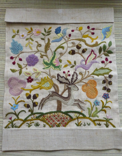 Antique crewel embroidered - crewel,