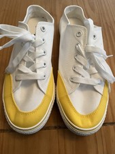 Ladies Simply Be NEW Yellow/White LOVELY  Slip On Plimsolls Size 8E