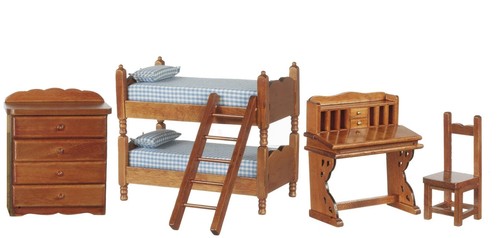 Dolls house walnut - walnut, bedroom