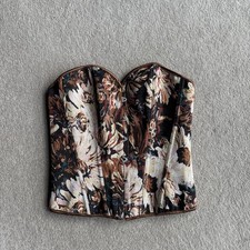 BNWOT Dark Floral Corset Medium Woven Tapestry Whimsigoth Lace Up Goth Emo Top