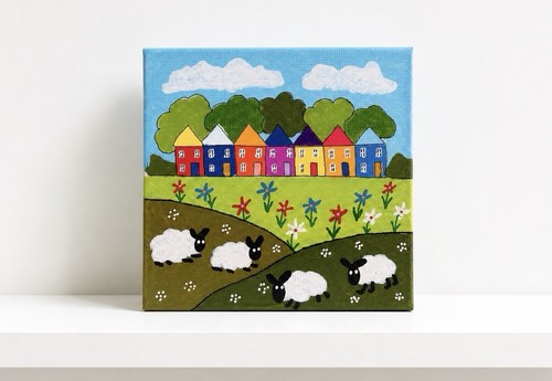 Hand painted sheep - painted, colourful