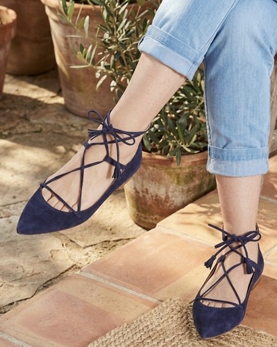 Boden navy suede pointed toe - suede,