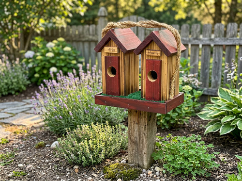 Amish handmade birdhouse his - handmade,