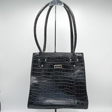 Osprey London Top Handle Bag Womens Black Crocodile Pattern Leather FLT13-FPL