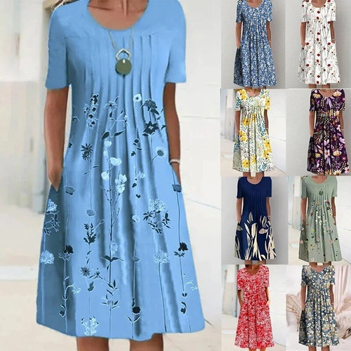 Womens short sleeve boho loose - sleeve,