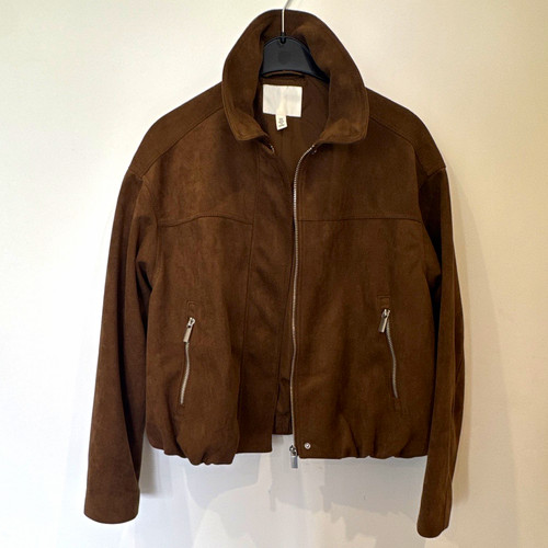 Women brown suede bomber - women's,