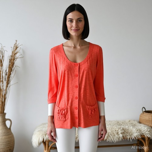 Boho cardigan orange cotton - cardigan,