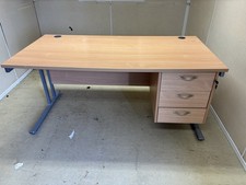 Wooden Desk With 3 Drawers And Key Not In Wheels Metal Frame