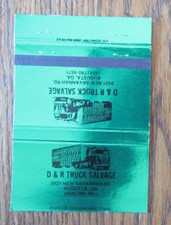 D & R TRUCK SALVAGE MATCHBOOK