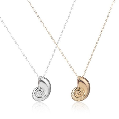 Fossil mermaid shell pendant - fossil,