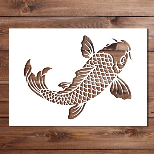 Koi fish stencil reusable - koi,