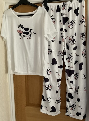 Ladies cow print pyjama - ladies,