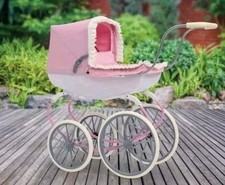 Kids Dolls Carriage Pram Wheels & Change Bag Premium Cherished Doll Pram Pink