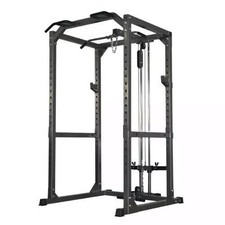HOME GYM - CF475 Power Rack Squat Cage + High/Low Cable + WEIGHTS + BARBELLS 