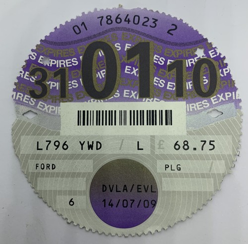 Car tax disc from 2009 - from, uk