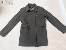 stunning Ladies Superdry Wool Classic Green Pea Coat medium  Military VGC winter