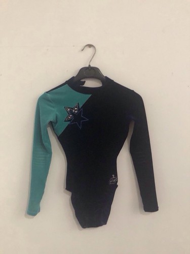 Turquoise navy girls leotard - turquoise,