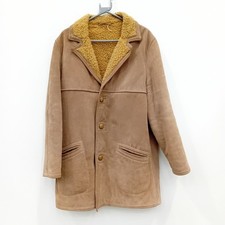 Vintage Shearling Sheepskin Coat Size L Mens Brown FLT19-TT 